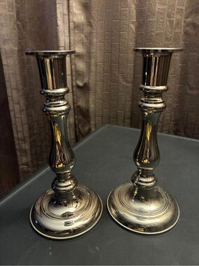 Vintage Gallery Originals Silver tone e candle Stick Holders 1984. 7 3/8" (inch)
